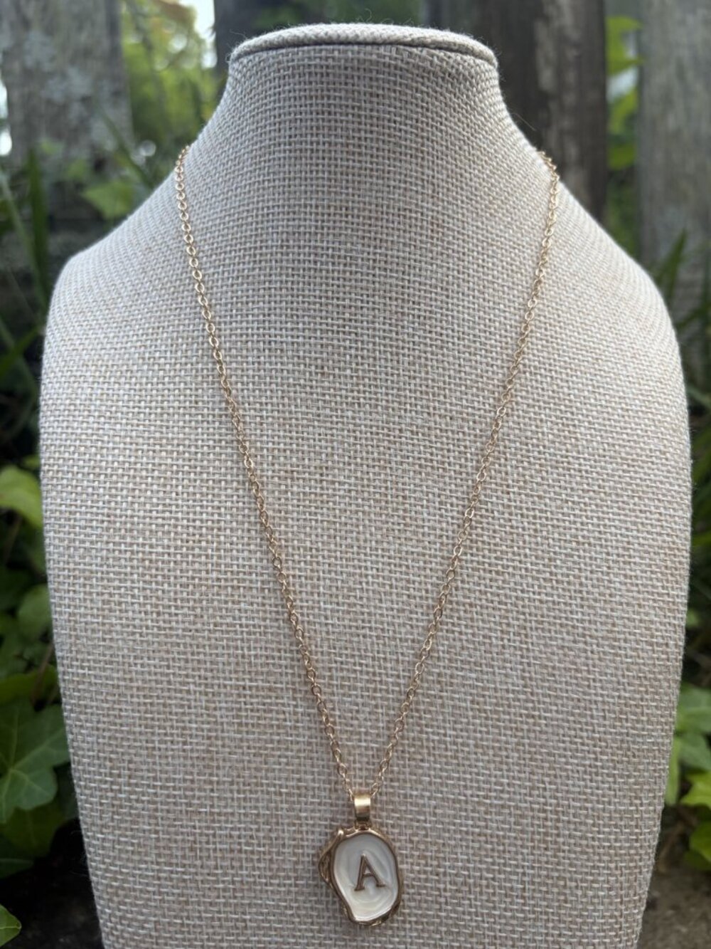 Oceanus 18K Gold Plated Oyster Shell Initial A Pendant Necklace Coastal NEW
